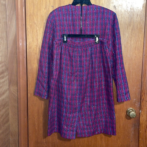 •LESLIE FAY•PINK TWEED JACKET & MATCHING SKIRT SIZE 8 (JACKET) 16 (SKIRT) EUC - Picture 8 of 16